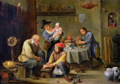 Chirurgo che cura il piede di un vecchio da David Teniers the Younger